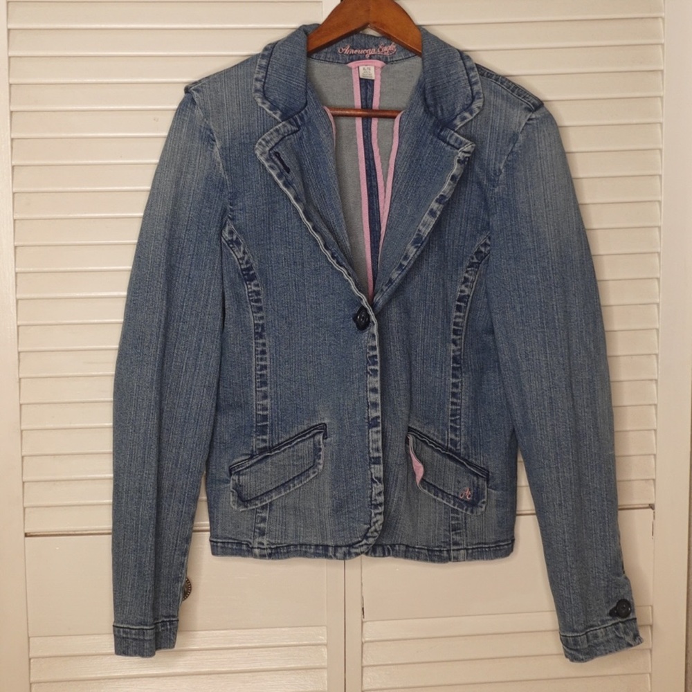vintage 2000s american eagle denim blazer styled jacket size XL
